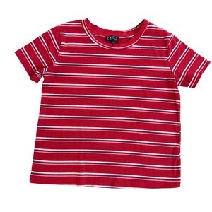 Cropped Red, White, & Blue Striped Ribbed Top (Large)